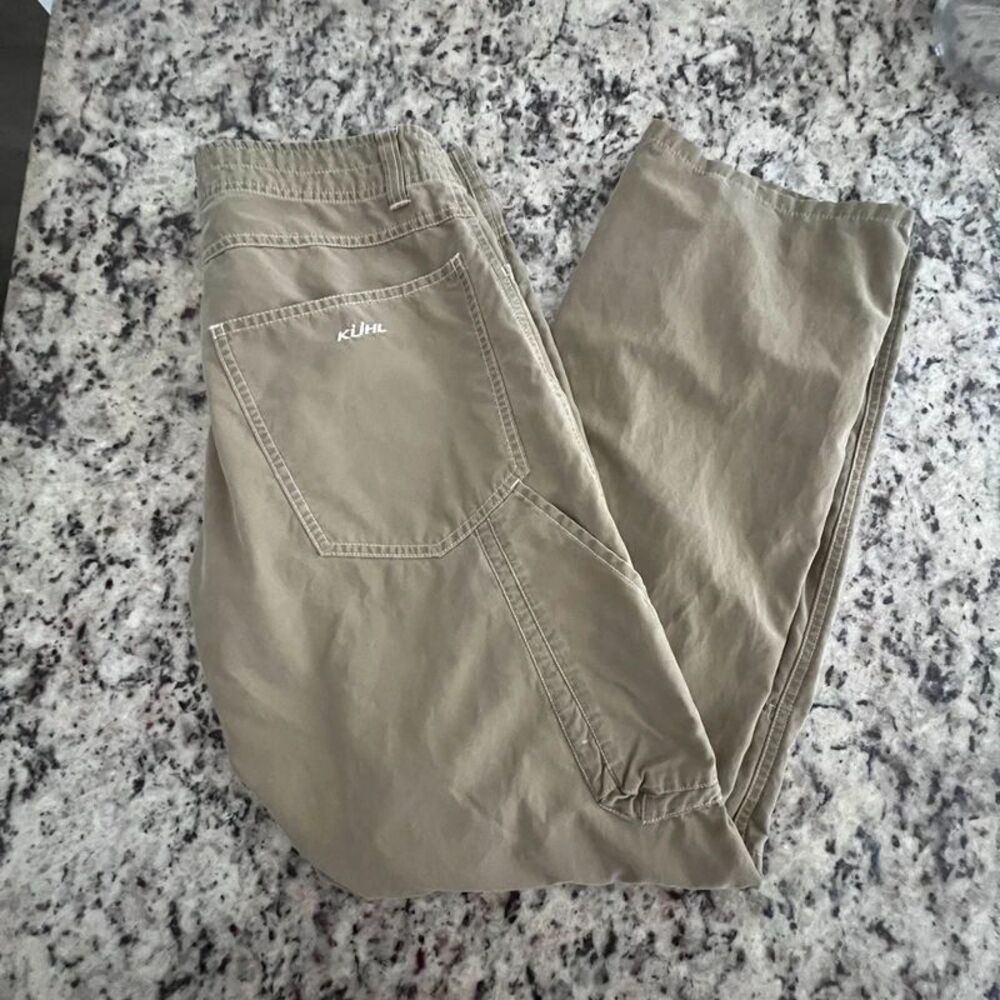Kuhl Mens 32x32 Olive KuhlDry Hiking Pants Outdoor Cotton Nylon 32 Kühl